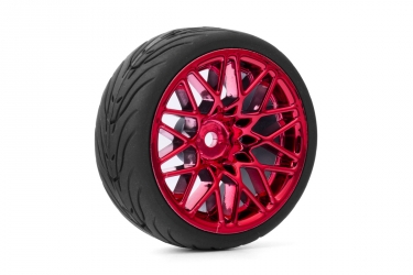Spec T LS Wheel Offset 3 Red w/Tire 4pcs For 1/10 Touring Spec T LS Wheel Offset 3 Red w/Tire 4pcs For 1/10 Touring